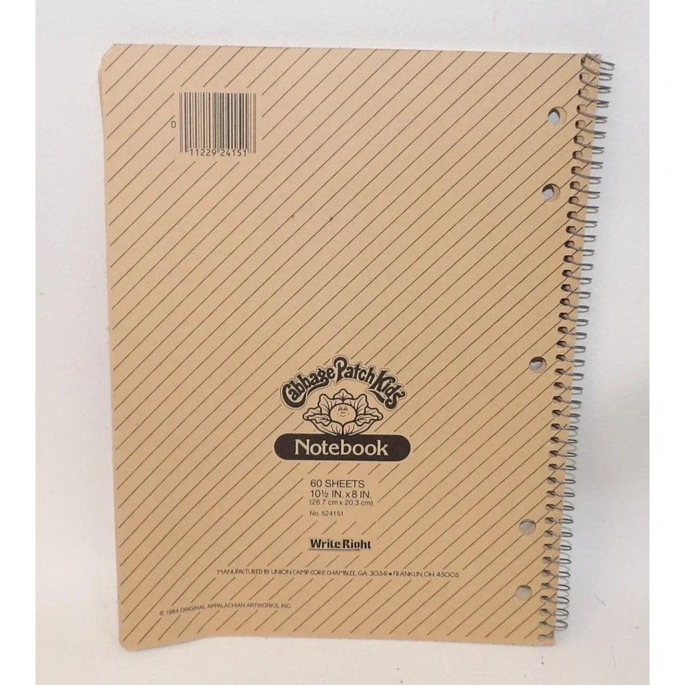 Vintage 1984 Cabbage Patch Kids Spiral Notebook Write Right 60 Sheets 5 Hole Red
